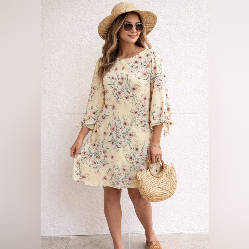 H&M Floral Dress Women’s Size 4 US Yellow Boho New Without Tags